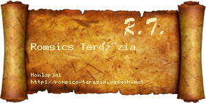 Romsics Terézia névjegykártya